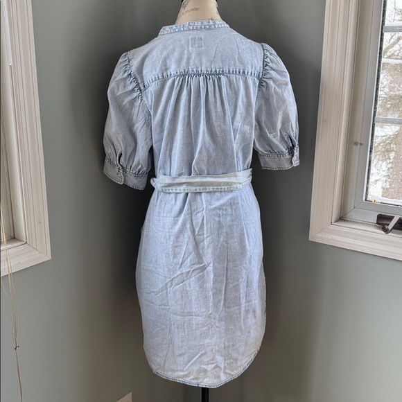 Gap chambray poof sleeved midi dress with pockets eUC size L - Picture 4 of 12